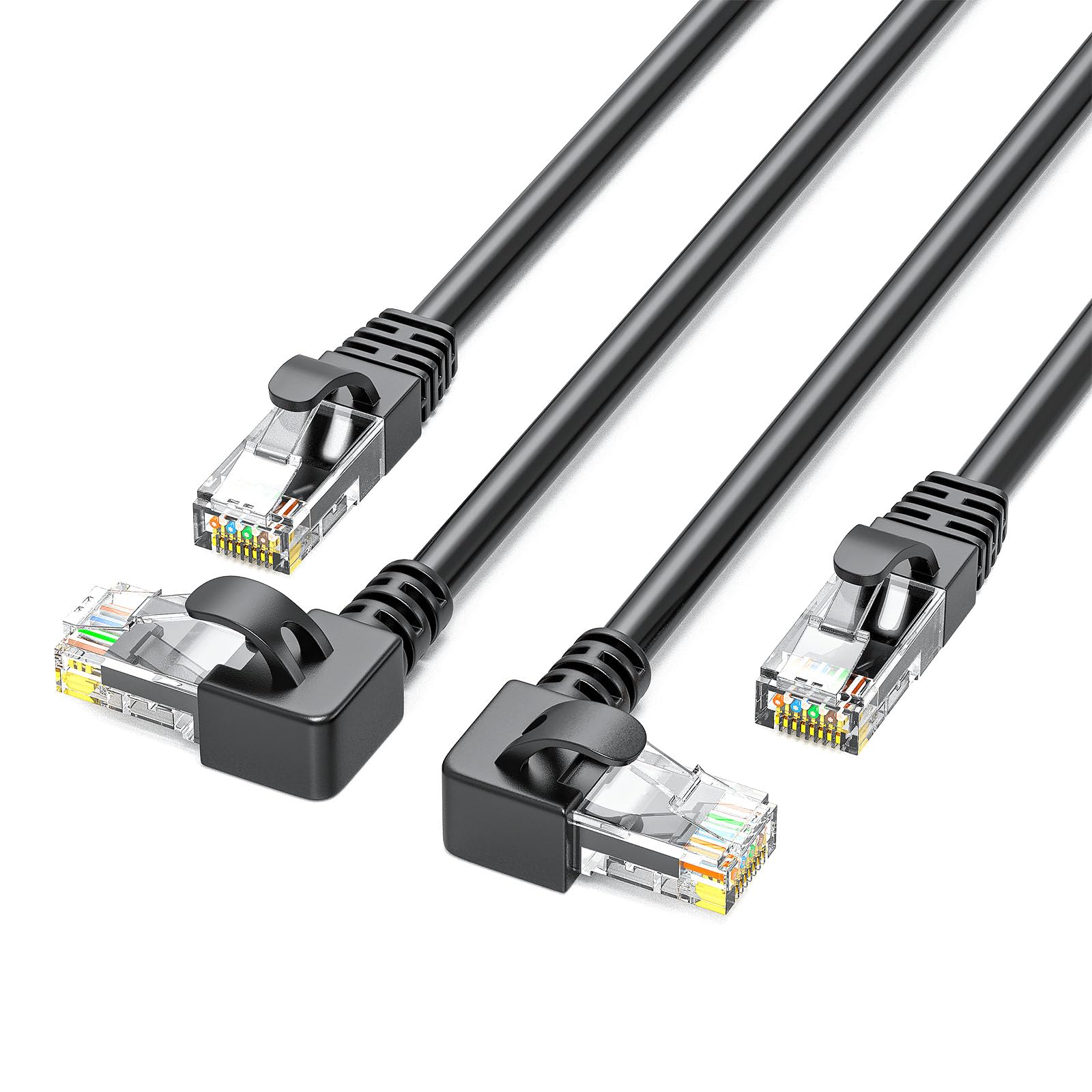 JUXINICE 2Pack Cat 6 Ethernet Cable 6 Feet, 90 Degree (Right Angle